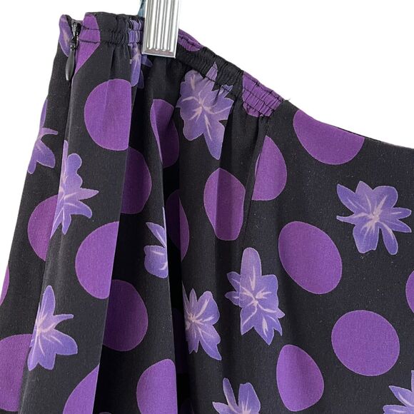 August Max Skirt Set Womans Plus Size 16 Top 100% Silk Ruffle Hem Purple Black - Picture 8 of 13